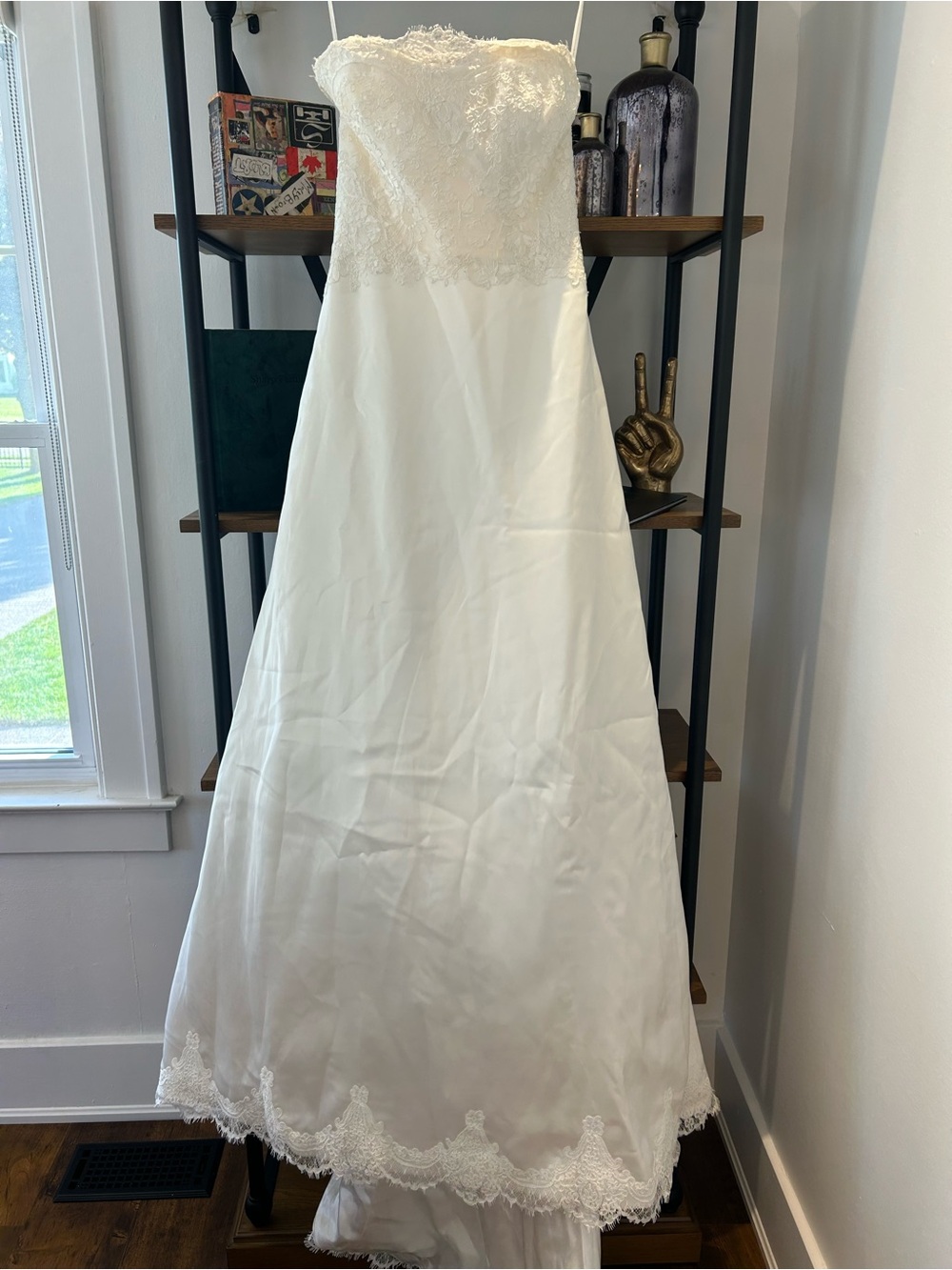 Strapless Ivory Lace-Accent Bridal Gown